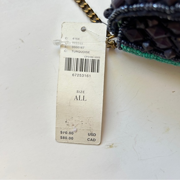 Anthropologie Beaded Flap
Shoulder Handbag Clutch Flap
Turquoise Navy Striped - Picture 4 of 11